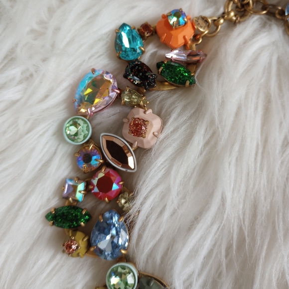 J Crew Multicolored Brûlée Crystal Circular Cluster Statement Necklace - Picture 7 of 15